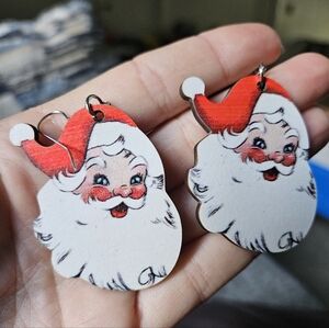 COPY - 4 packs of wooden Santa earings